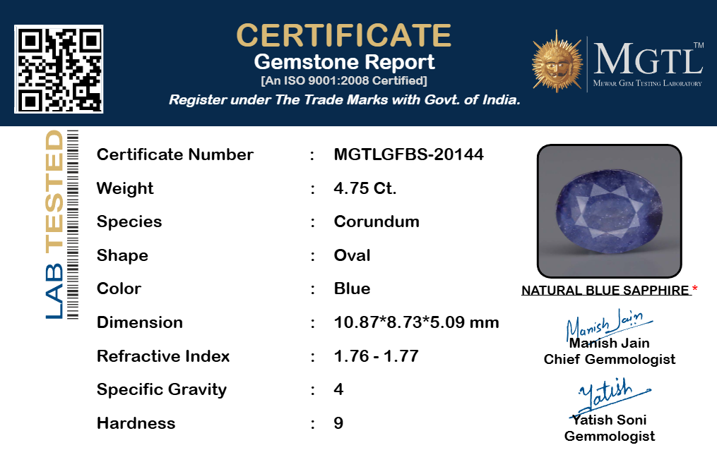 Blue Sapphire - 4.75 Carats