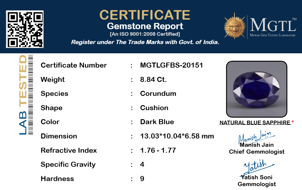 Blue Sapphire - 8.84 Carats