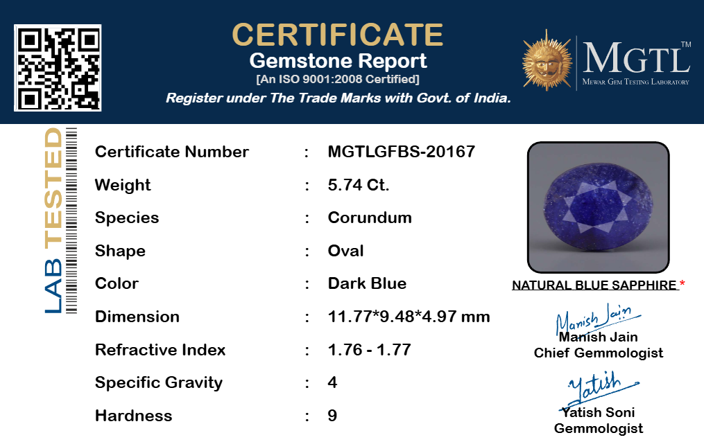 Blue Sapphire - 5.74 Carats