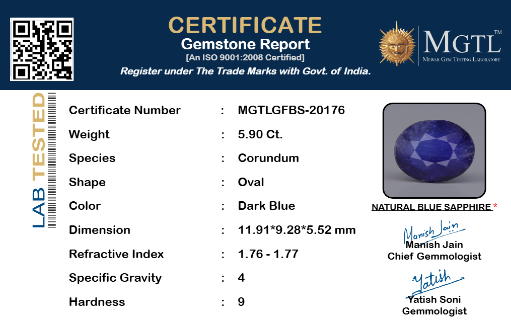 Blue Sapphire - 5.90 Carats