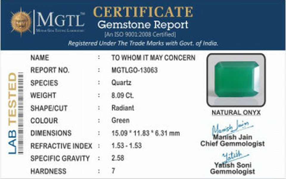 Green Onyx - GO 13063 (Origin-India )Prime - Quality