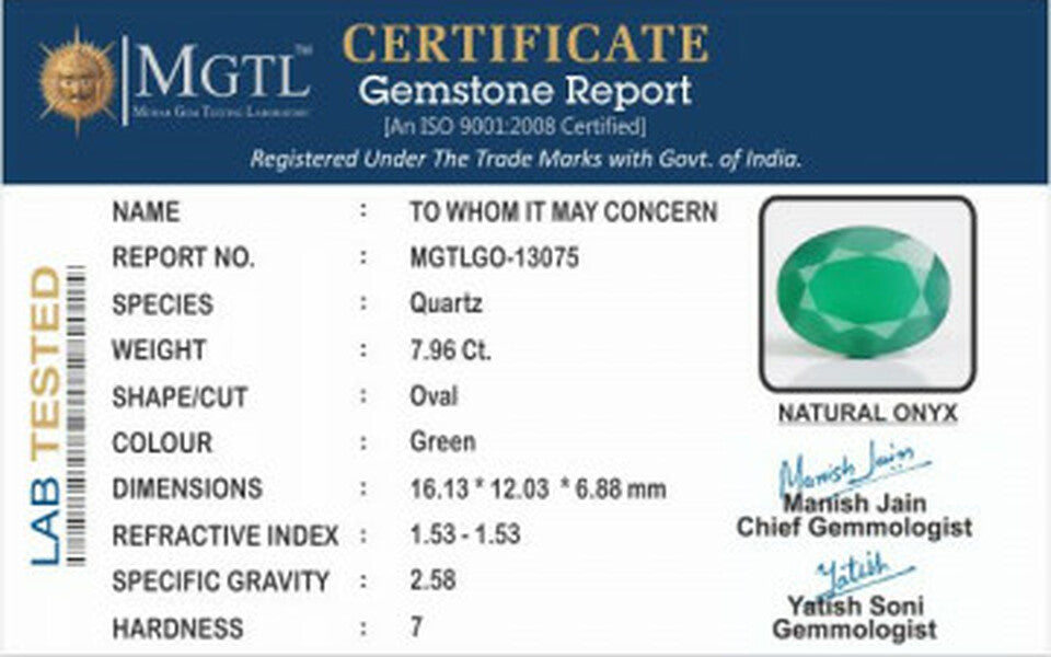 Green Onyx - GO 13075 (Origin-India )Prime - Quality