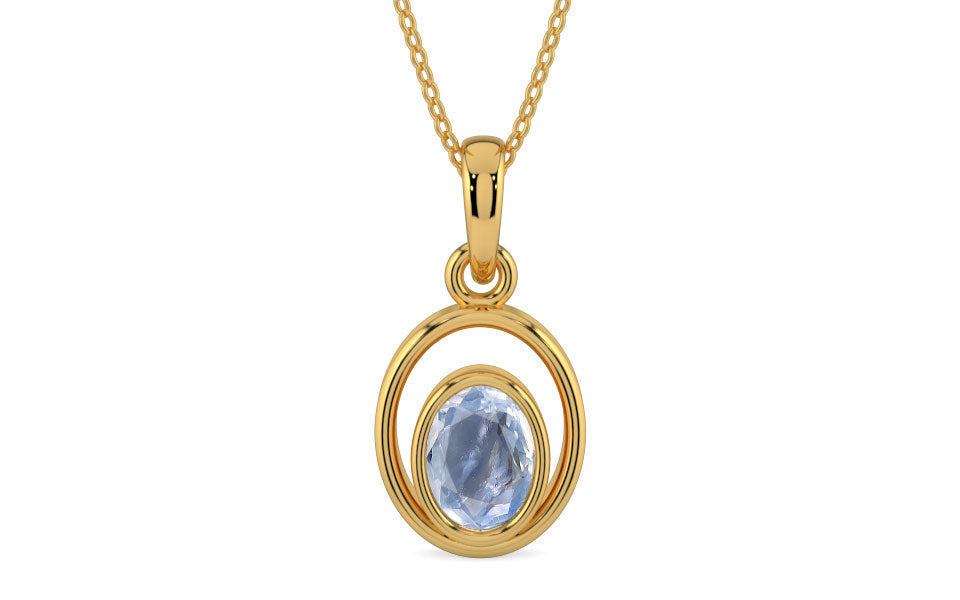 Gold Ceylon Blue Sapphire Pendant Fine Quality (P12)