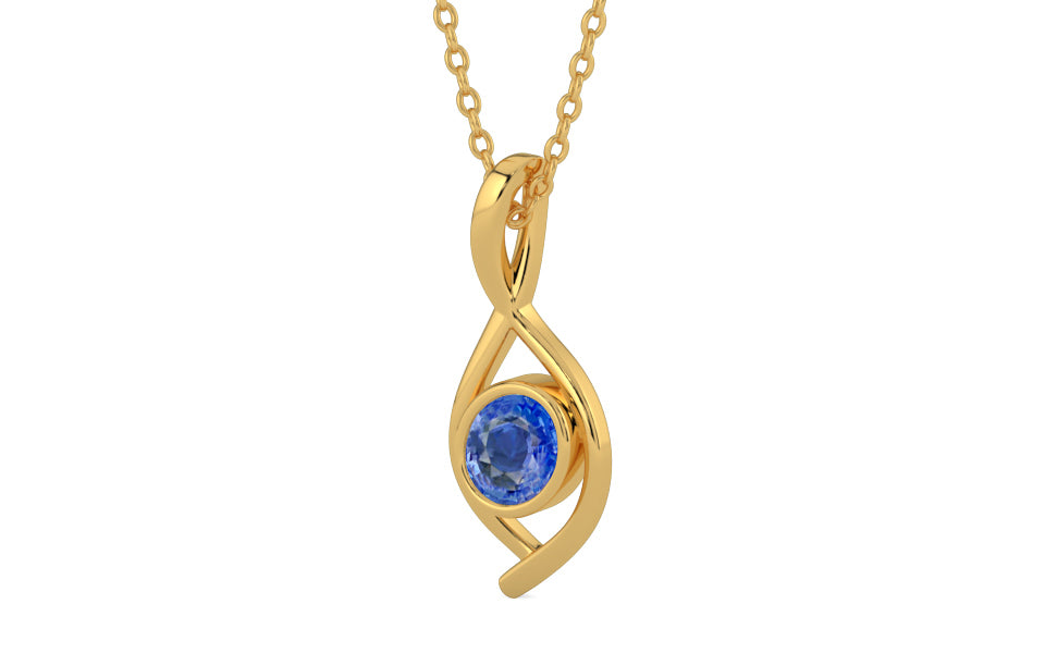 Gold Ceylon Blue Sapphire Pendant Limited Quality (P1)