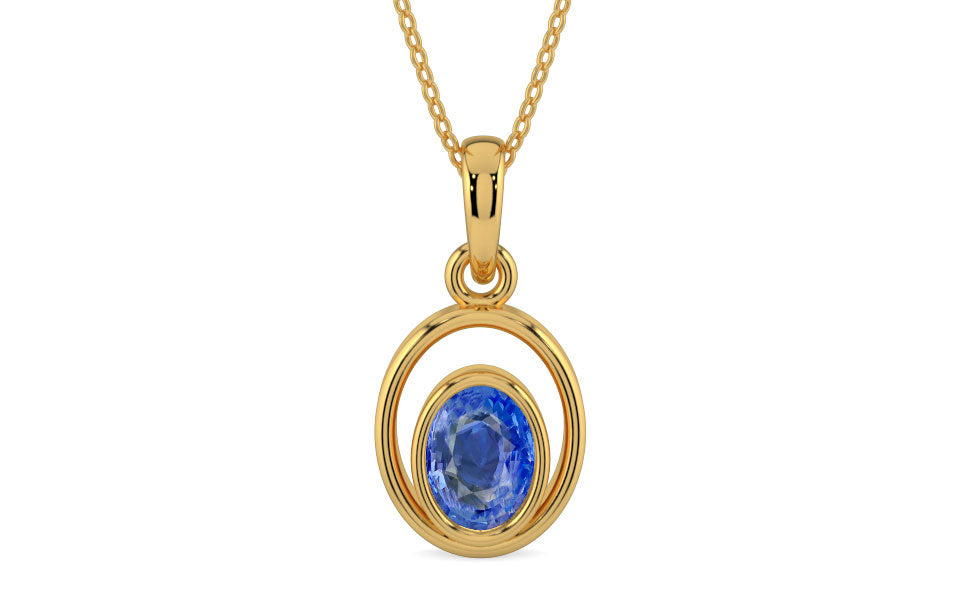 Gold Ceylon Blue Sapphire Pendant Limited Quality (P12)