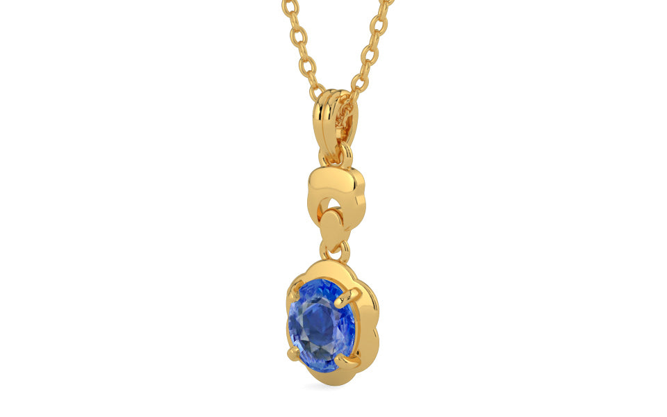 Gold Ceylon Blue Sapphire Pendant Limited Quality (P6)