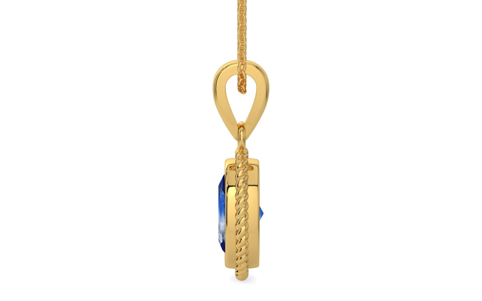 Gold Ceylon Blue Sapphire Pendant Limited Quality (P7)