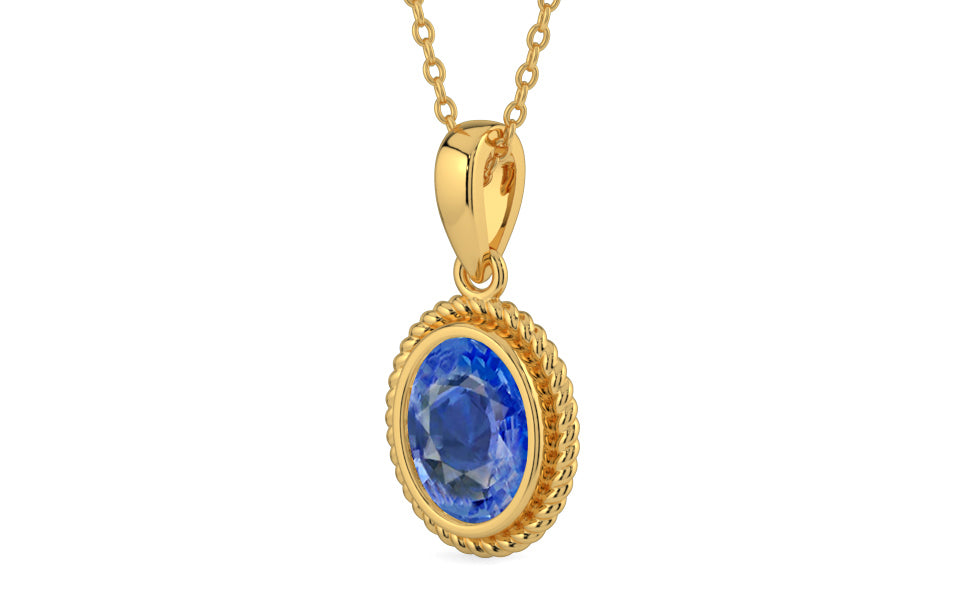 Gold Ceylon Blue Sapphire Pendant Limited Quality (P7)