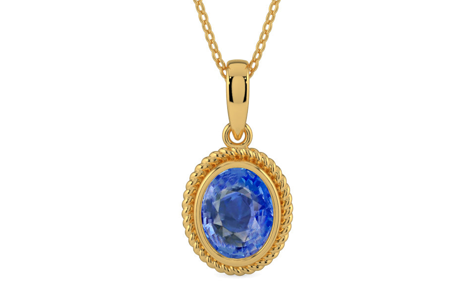 Gold Ceylon Blue Sapphire Pendant Limited Quality (P7)