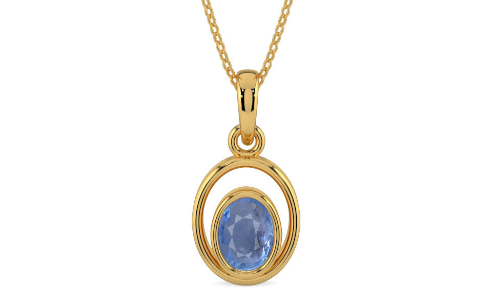 Gold Ceylon Blue Sapphire Pendant Prime Quality (P12)