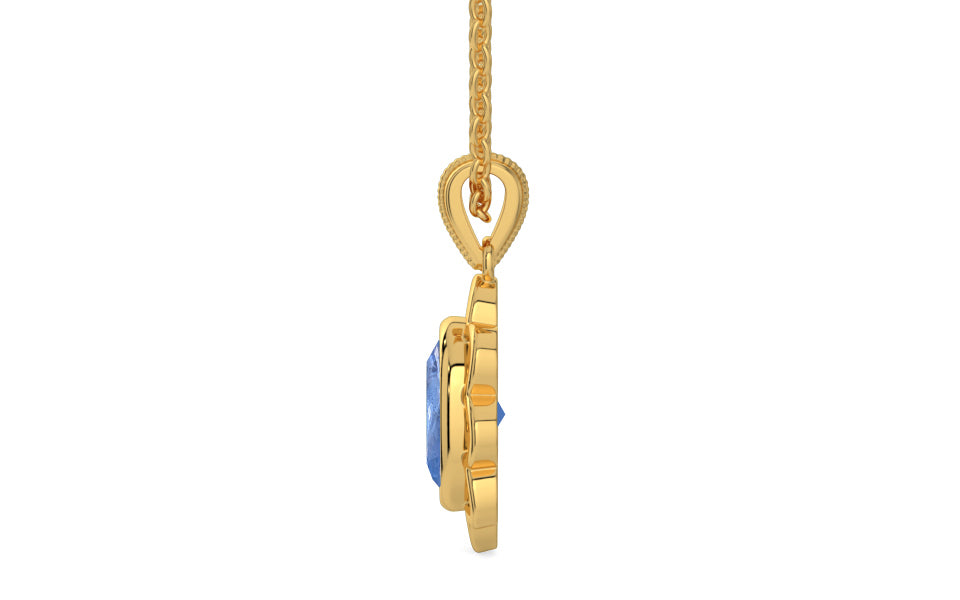 Gold Ceylon Blue Sapphire Pendant Prime Quality (P3)
