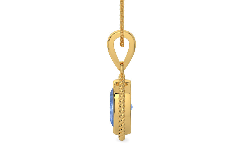 Gold Ceylon Blue Sapphire Pendant Prime Quality (P7)