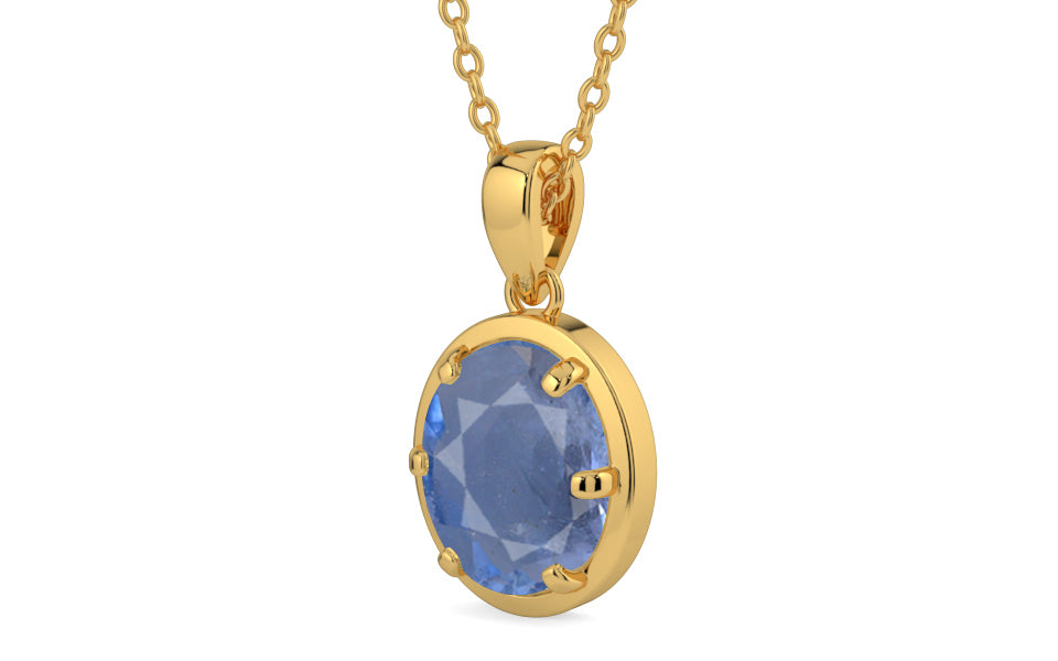 Gold Ceylon Blue Sapphire Pendant Prime Quality (P8)