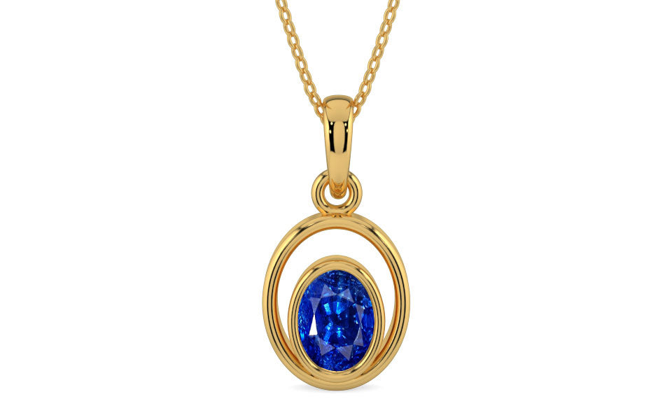 Gold Ceylon Blue Sapphire Pendant Rare Quality (P12)