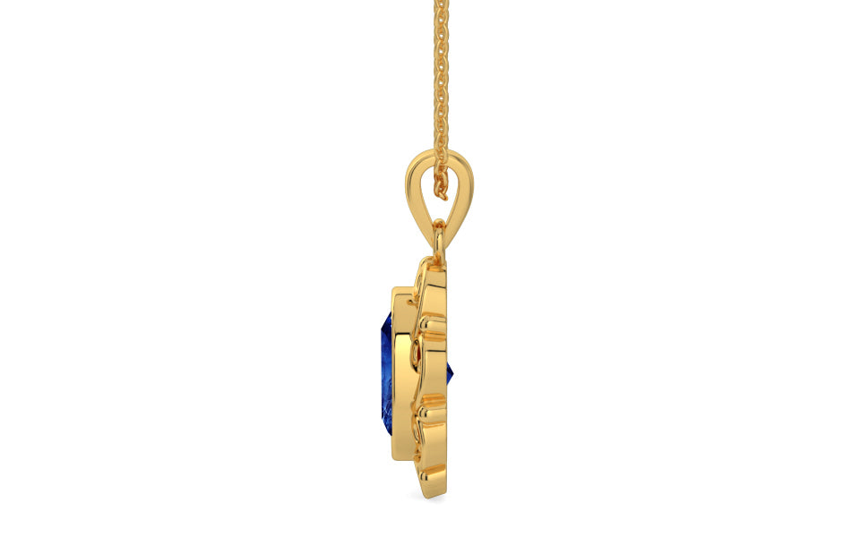 Gold Ceylon Blue Sapphire Pendant Rare Quality (P5)