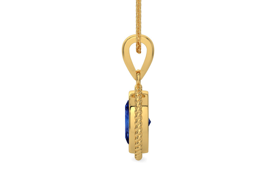 Gold Ceylon Blue Sapphire Pendant Rare Quality (P7)