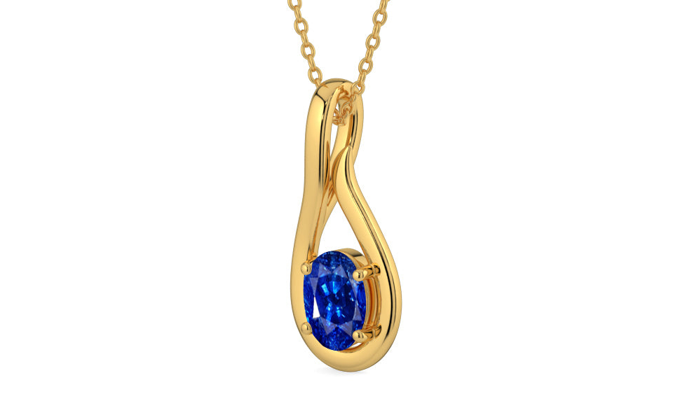 Gold Ceylon Blue Sapphire Pendant Rare Quality (P9)