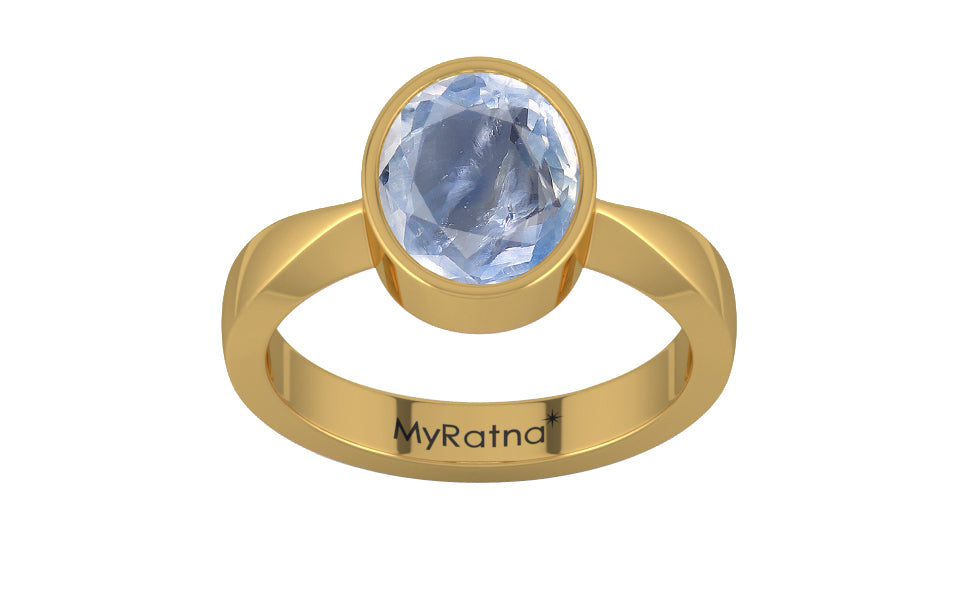 Gold Ceylon Blue Sapphire Ring Fine Quality (R9)