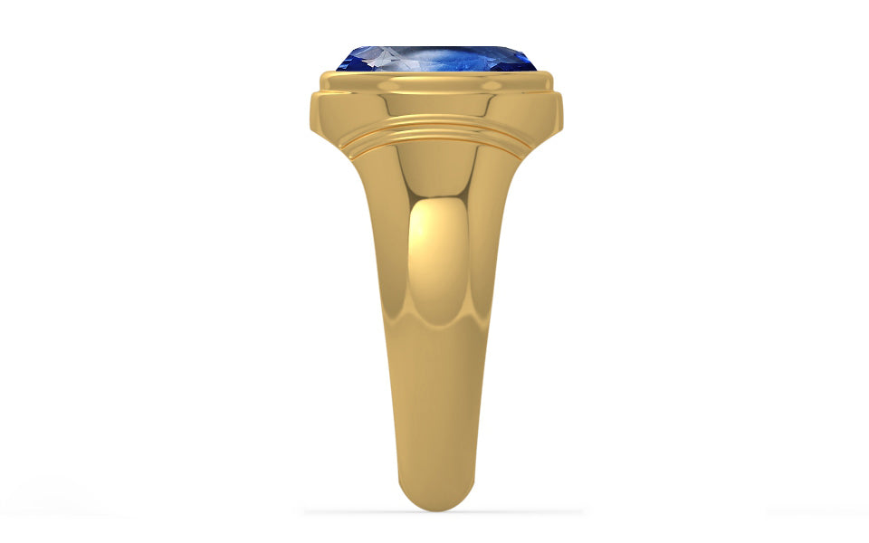 Gold Ceylon Blue Sapphire Ring Limited Quality (R7)