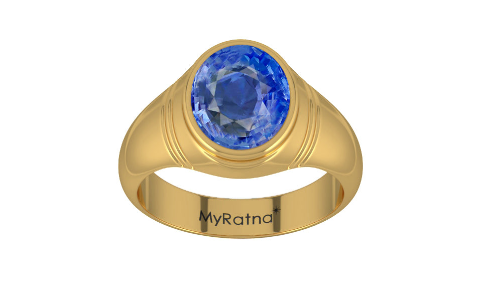 Gold Ceylon Blue Sapphire Ring Limited Quality (R7)
