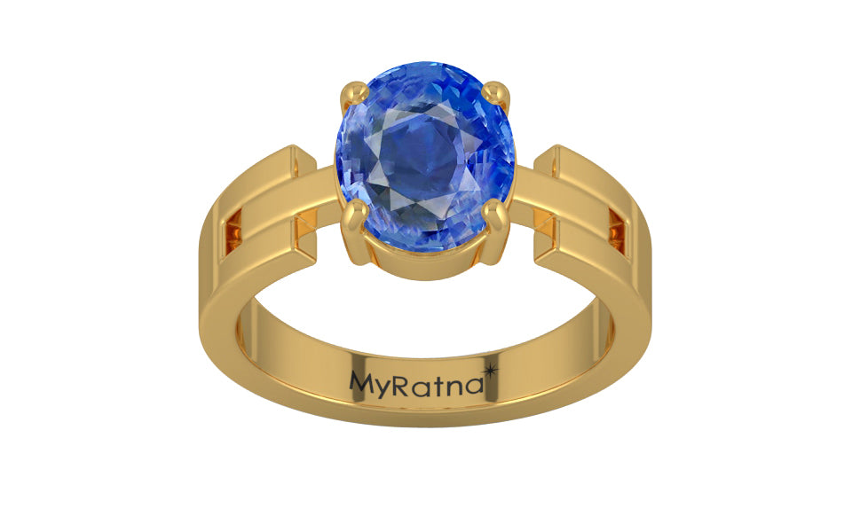 Gold Ceylon Blue Sapphire Ring Limited Quality (R8)