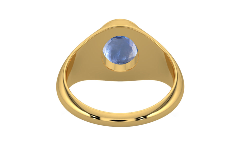 Gold Ceylon Blue Sapphire Ring Prime Quality (R12)