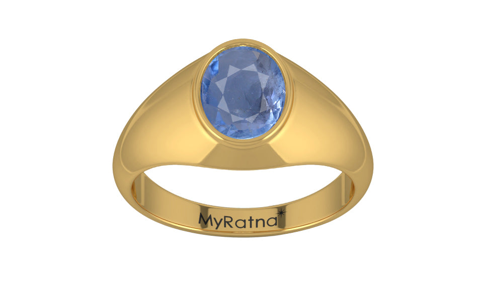 Gold Ceylon Blue Sapphire Ring Prime Quality (R12)