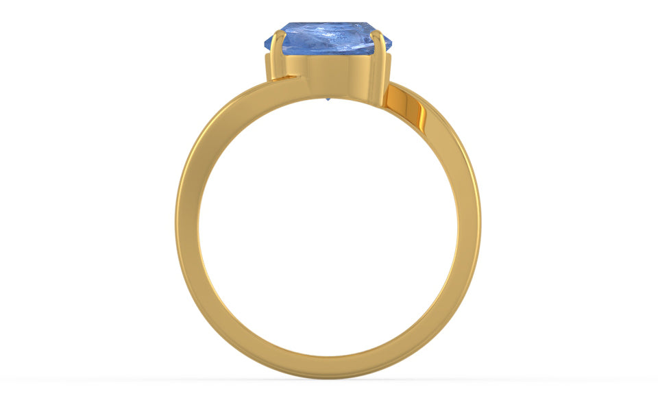 Gold Ceylon Blue Sapphire Ring Prime Quality (R2)