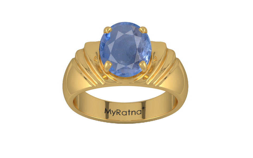 Gold Ceylon Blue Sapphire Ring Prime Quality (R4)