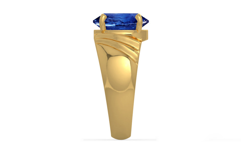 Gold Ceylon Blue Sapphire Ring Rare Quality (R4)