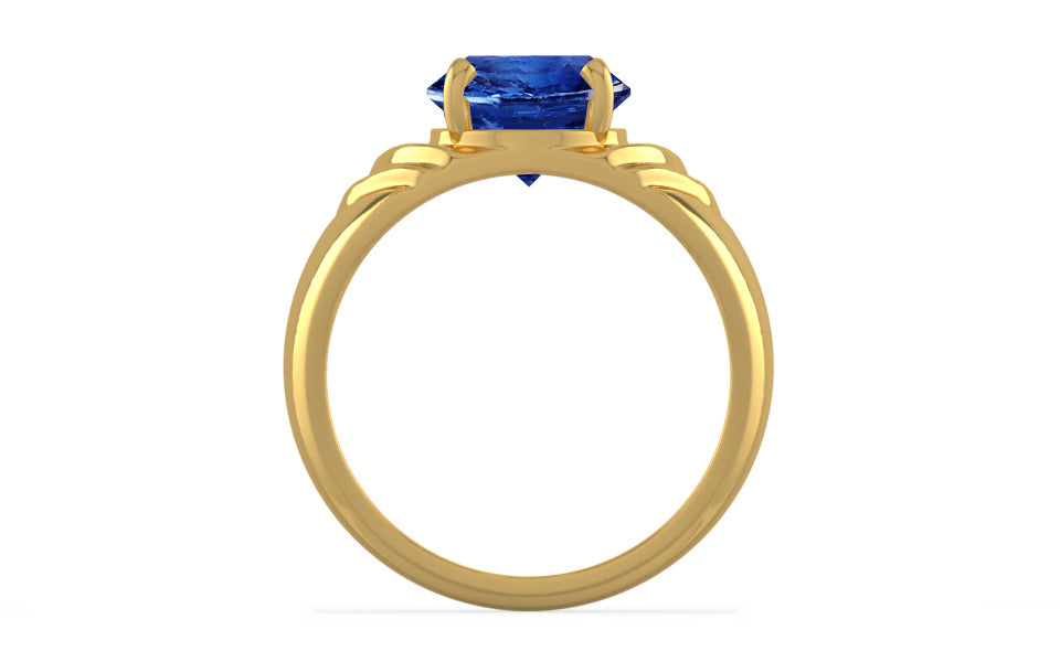 Gold Ceylon Blue Sapphire Ring Rare Quality (R4)