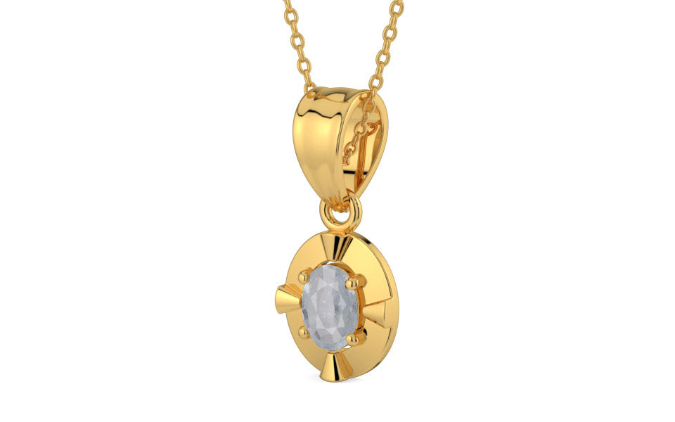 Gold Ceylon White Sapphire Pendant Fine Quality (P11)