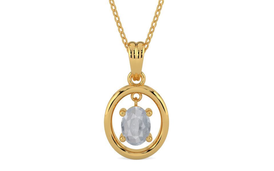 Gold Ceylon White Sapphire Pendant Fine Quality (P2)