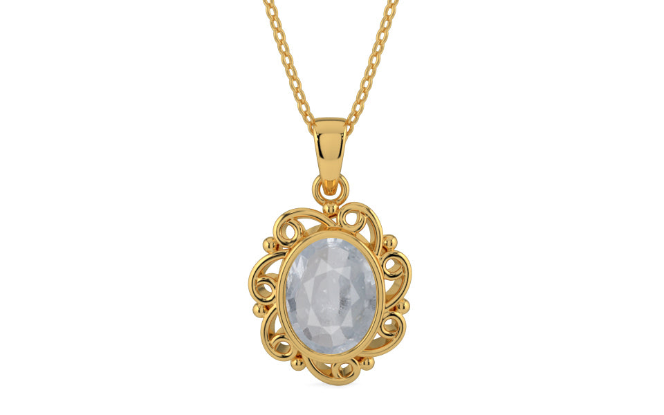 Gold Ceylon White Sapphire Pendant Fine Quality (P5)