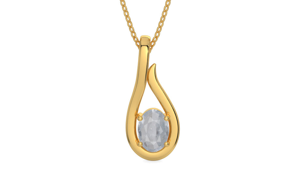 Gold Ceylon White Sapphire Pendant Fine Quality (P9)