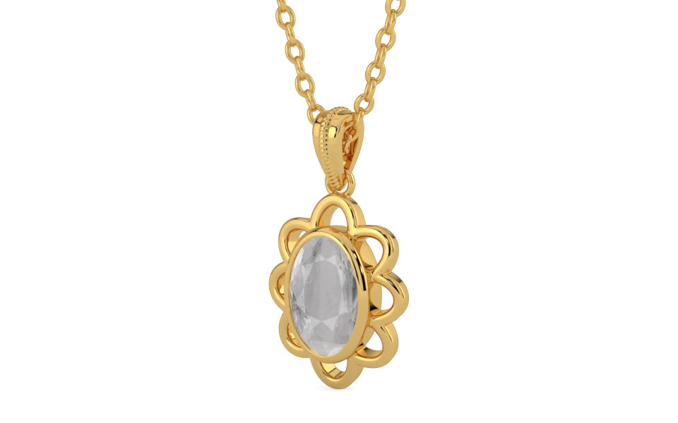 Gold Ceylon White Sapphire Pendant Prime Quality (P3)