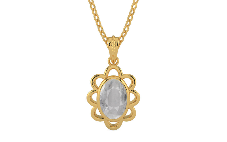 Gold Ceylon White Sapphire Pendant Prime Quality (P3)