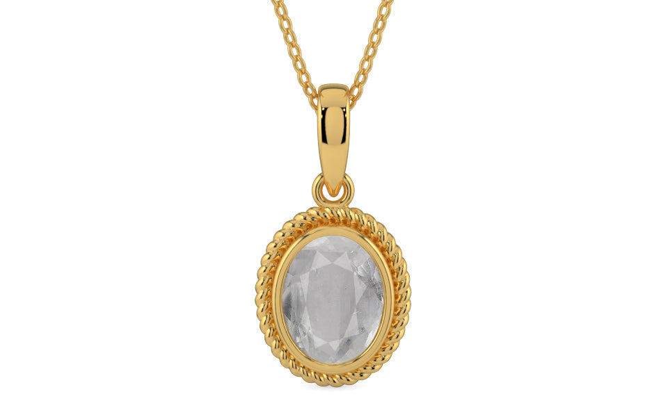 Gold Ceylon White Sapphire Pendant Prime Quality (P7)