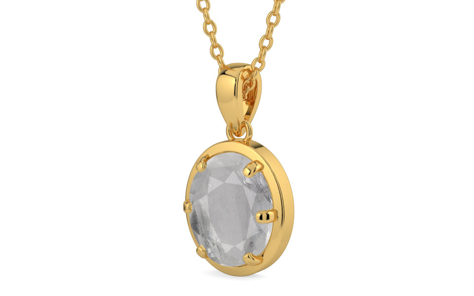 Gold Ceylon White Sapphire Pendant Prime Quality (P8)