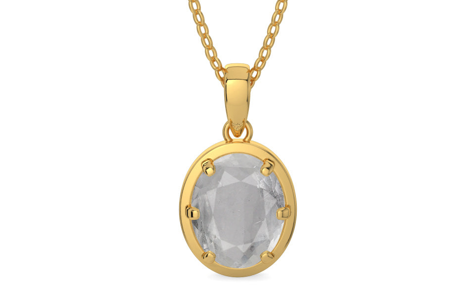 Gold Ceylon White Sapphire Pendant Prime Quality (P8)