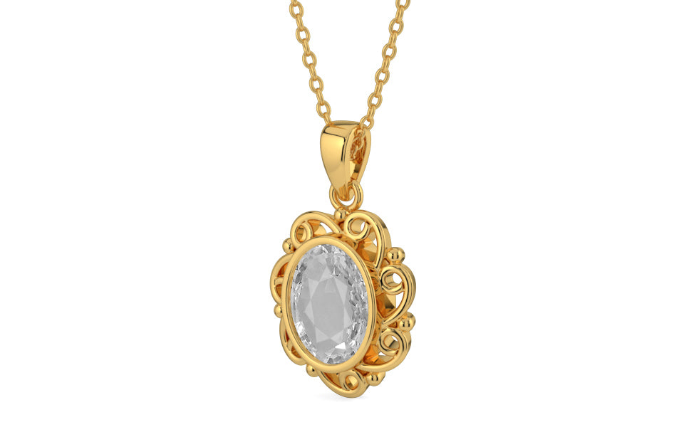 Gold Ceylon White Sapphire Pendant Rare Quality (P5)