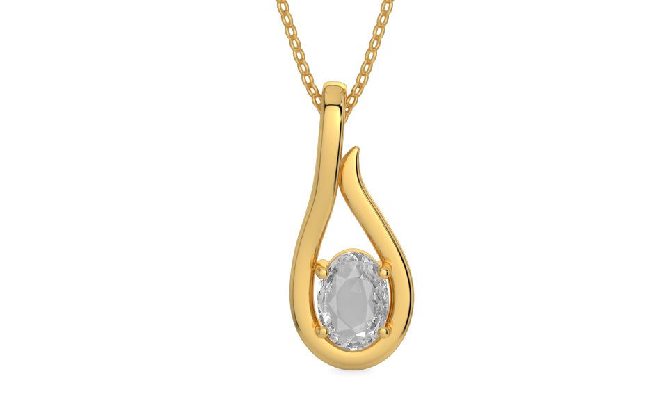 Gold Ceylon White Sapphire Pendant Rare Quality (P9)