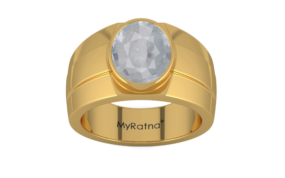 Gold Ceylon White Sapphire Ring Fine Quality (R1)