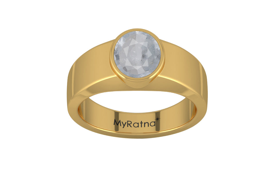 Gold Ceylon White Sapphire Ring Fine Quality (R10)