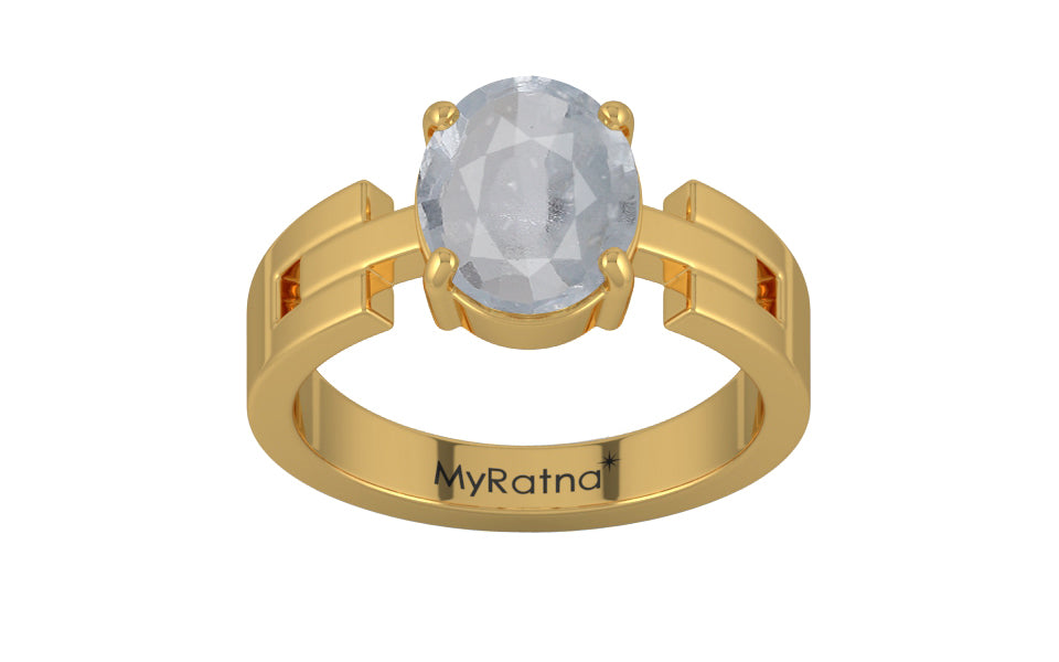 Gold Ceylon White Sapphire Ring Fine Quality (R8)