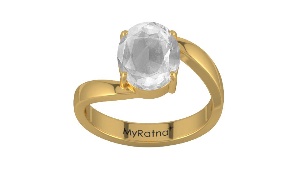 Gold Ceylon White Sapphire Ring Limited Quality (R2)