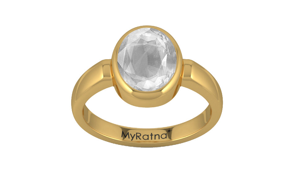 Gold Ceylon White Sapphire Ring Limited Quality (R6)