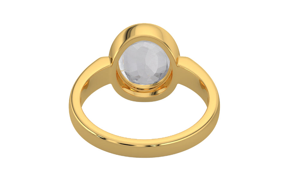 Gold Ceylon White Sapphire Ring Limited Quality (R6)