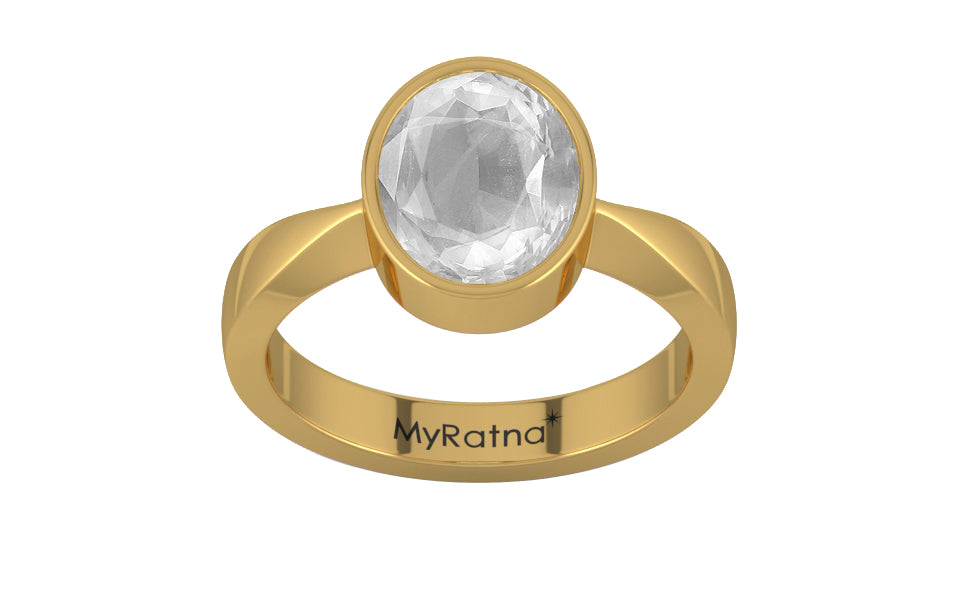 Gold Ceylon White Sapphire Ring Limited Quality (R9)