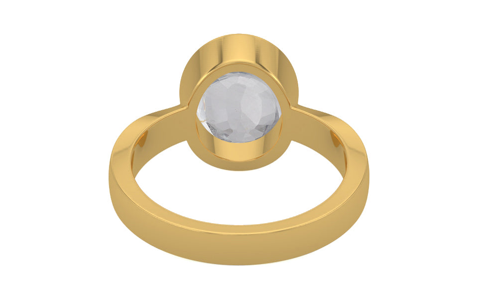 Gold Ceylon White Sapphire Ring Limited Quality (R9)